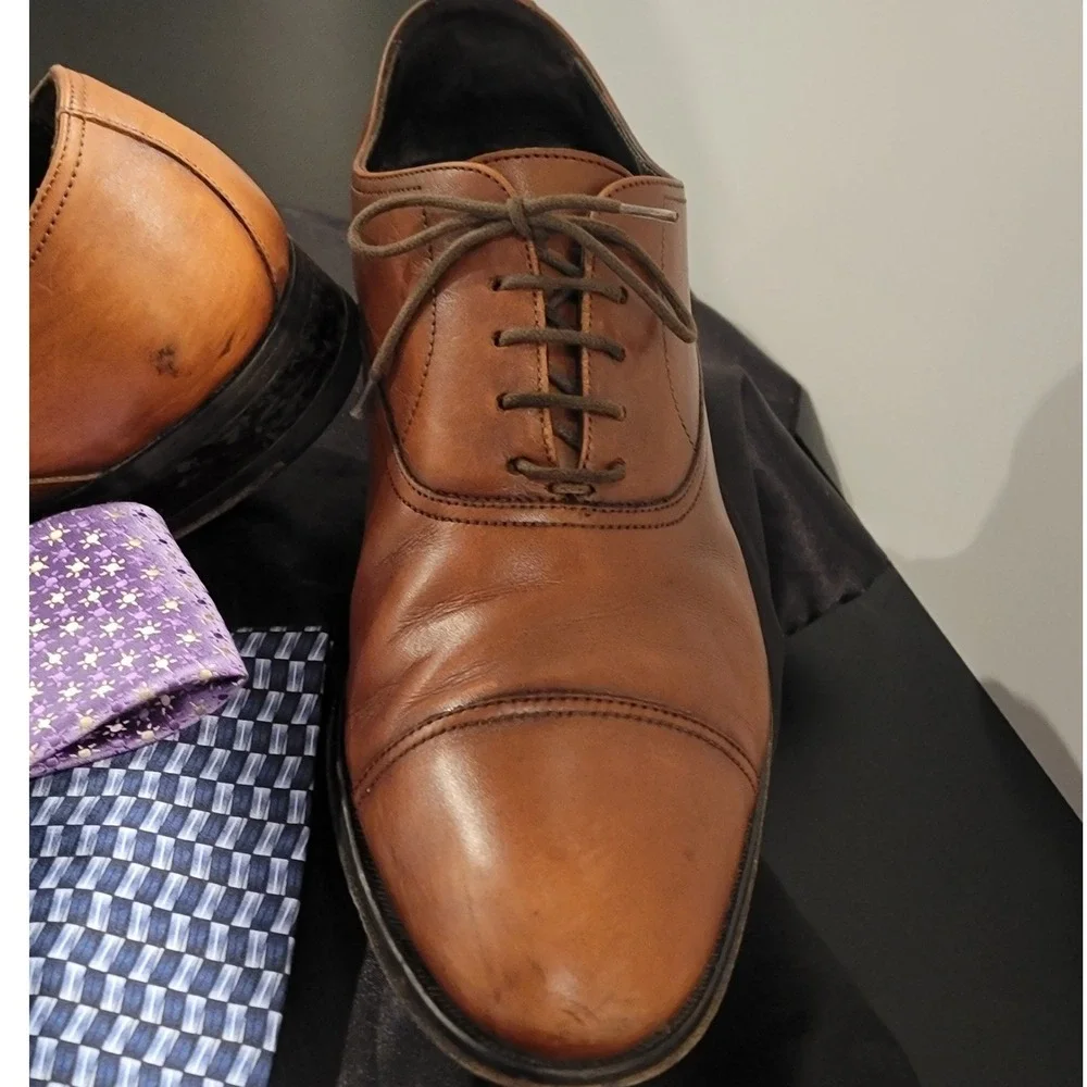 To Boot New York Adam Derrick Mens Tan Brown Leather Cap Toe‎ Oxford Shoes 8.5